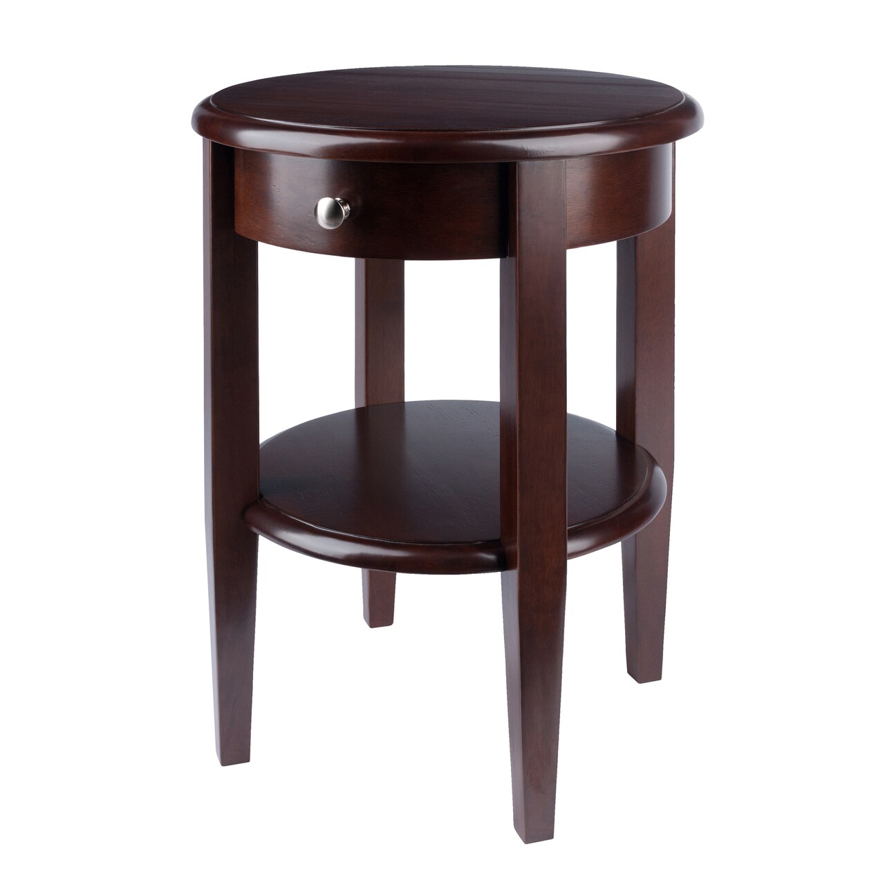 Contemporary Home Living 22.25" Walnut Round End Table with Drawer and Shelf